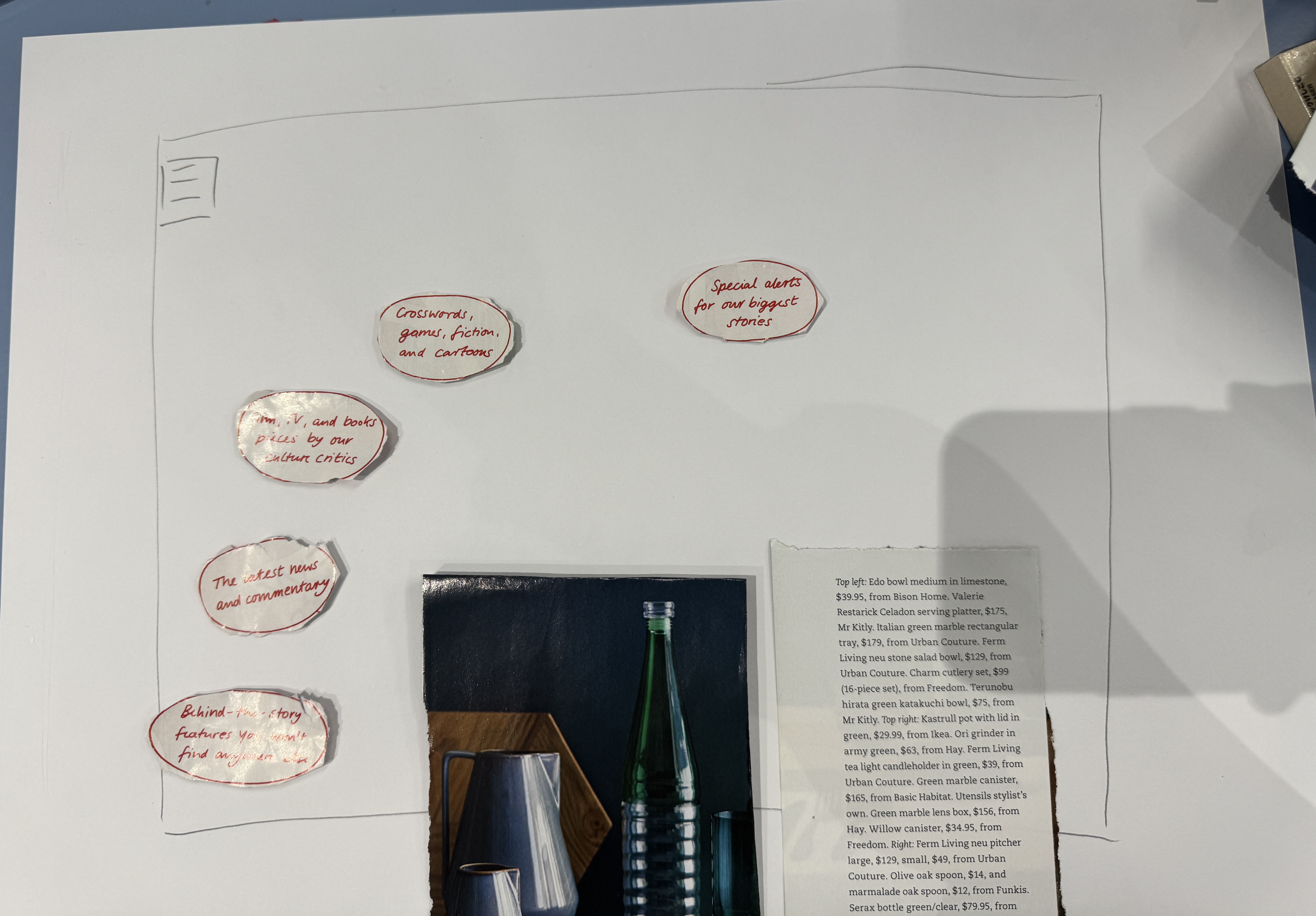 The movement pattern is a combination of images and text scrolling down the screen, with the bubbles on the left floating back again, creating this kind of movement trajectory.